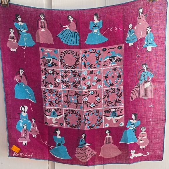 Pat Pritchard by Kimball Vintage Ladies SewingCollectible Rare Handkerchief